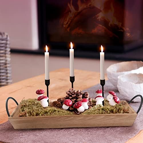 Beech Wood Candle Tray, Metal Handles, Farmhouse Centerpiece, Home