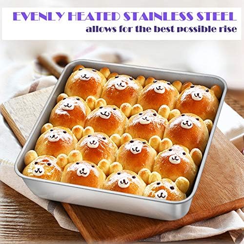 8 x 8-Inch Baking Pan, E-far Square Cake Brownie Baking Pans Stainless