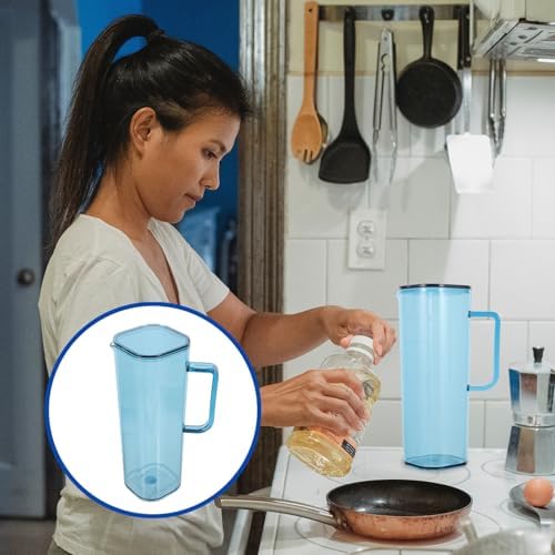 Acrylic Iced Tea Pitcher with Lid, 1200ml Water Jug for Bar Service