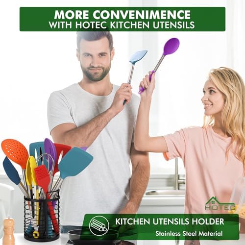 HOTEC 14pcs Silicone Kitchen Utensils Set, Multicolor