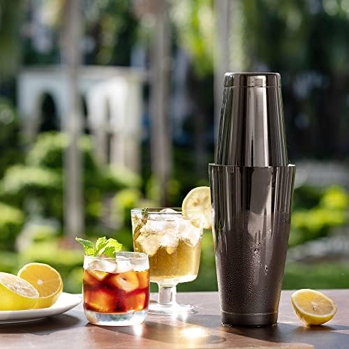 ETENS Boston Cocktail Shaker Black, Cocktail Shaker Tins Weighted, Bar