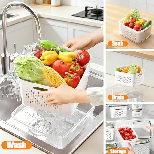 4 In 1 Food Storage Containers, Produce Storage Containers for Fridge