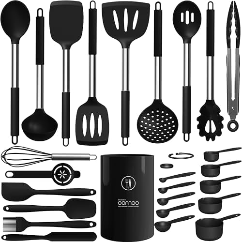 Silicone Kitchen Utensils Set, Heat-Resistant Spatulas