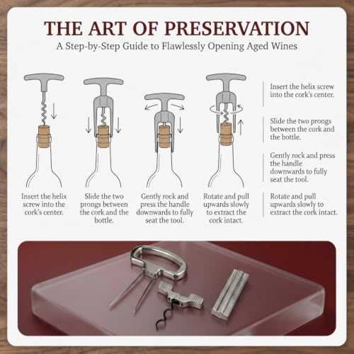 Ah-So Wine Bottle Opener Corkscrew - Two-Part Cork Removal Device for