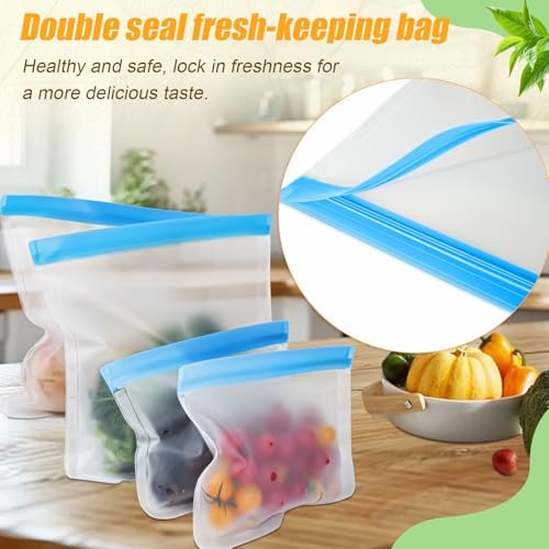 30 Pack Reusable Silicone Food Storage Bags, 4 Size Leak proof