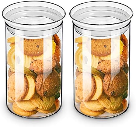 ZENS Glass Jars with Airtight Lid Set of 2, 37oz Kitchen Storage Jars