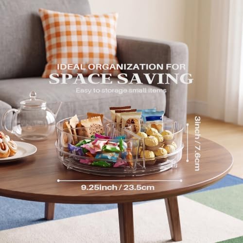 2 Pack Lazy Susan Organizer, 9 inch Rotating Storage Organizer with Bins