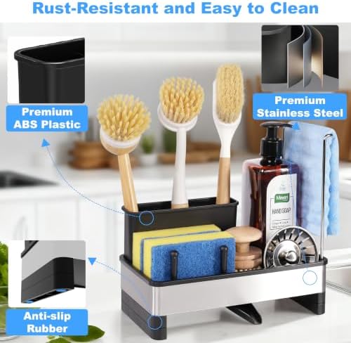 Sponge Holder for Kitchen Sink Caddy Organizer, Dish Brush Holder