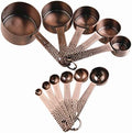 Copper Measuring Cups and Spoons Set, 5 Cups and 6 Spoons