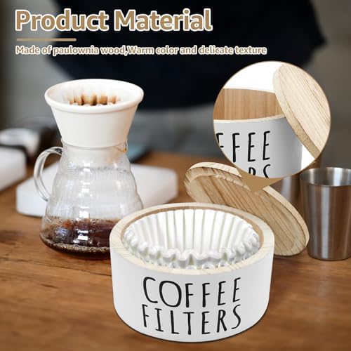 Coffee Filter Holder with Bamboo Lid, Large Capacity Wood Coffee