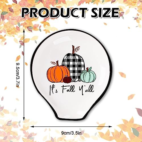 Whaline Fall Spoon Rest Plaid Pumpkin Ceramic Spoon Holder MIni