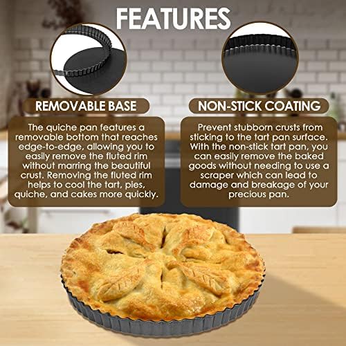 Vervo Quiche Pan - 9.5 Inch Non-Stick Removable Loose Bottom Carbon