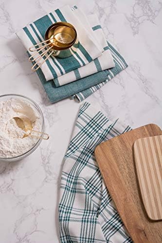 DII Assorted Woven, Kitchen Dishtowel Set, 18x28, Teal, 5 Piece