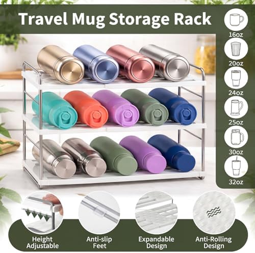 Sawysine 3 Pcs Tumbler Storage Set, Expandable Water Bottle Organizer