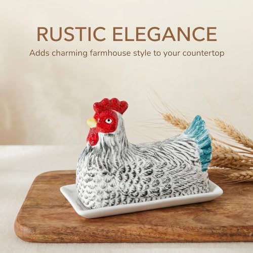 Ceramic Chicken Butter Dish with Lid for Kitchen Counter hen butter