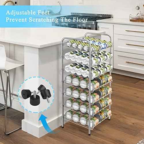 Vrisa Can Organizer for Pantry Soda Can Storage Dispenser Holder, Silver