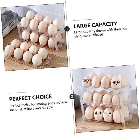 Stackable Egg Storage Box for Fridge, Three-tier Plastic