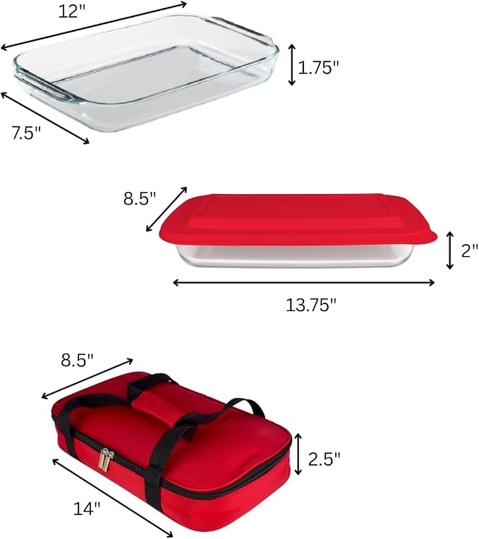 HW1236 Glass Casserole with Insulated Bag, Hiking & Beach Trip-Retains Hot and - Image 5