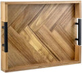 MyGift 15.6 Inch Chevron Design Premium Solid Acacia Wood Decorative