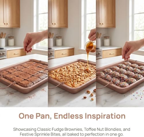 Brownie Pan with Dividers - Non-Stick Backing, Lasagna Pan, Brownie