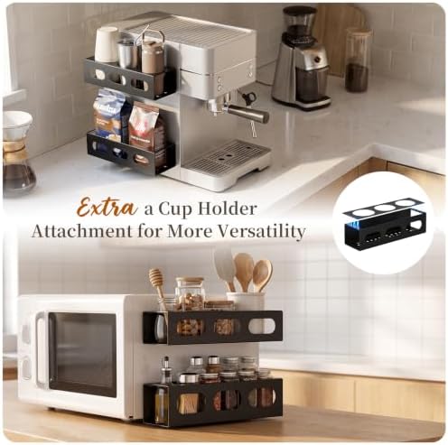 2-Pack 2-in-1 Magnetic Fridge Spice Rack with Cup Holder Panel