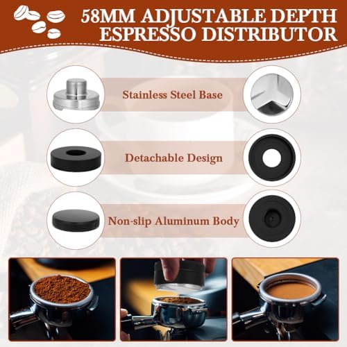 Adjustable Depth Espresso Tamper Set: 58mm Spring Loaded Espresso