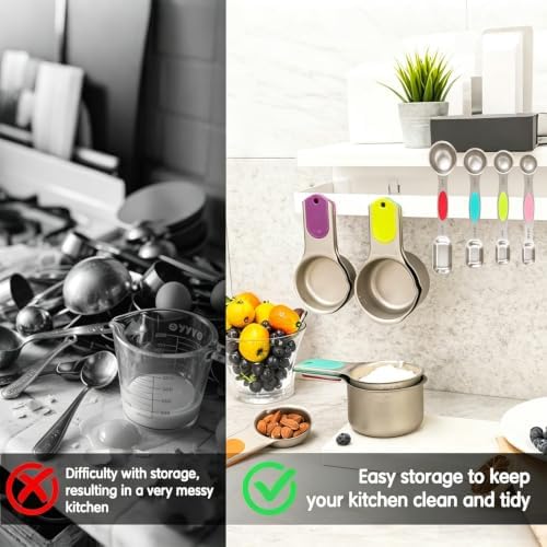Magnetic Stainless Steel Measuring Cups and Spoons Set for Cooking &