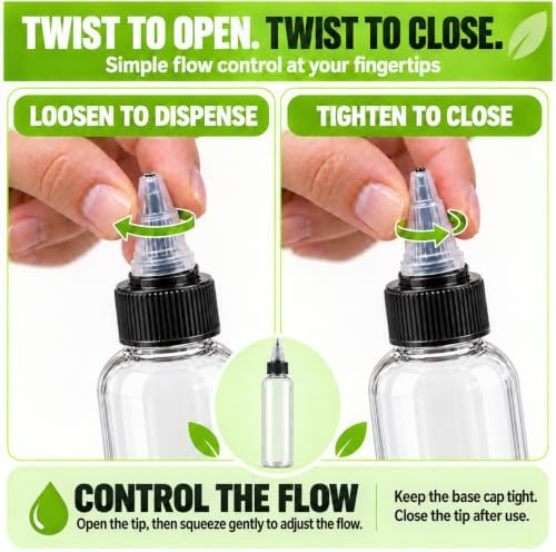 20 Pack Clear Dispensing Bottles with Twist Top Caps,4oz