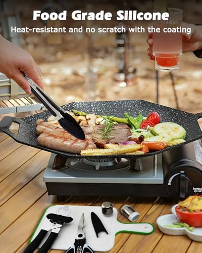 Hozzen Stainless Steel and Silicone Camping Cooking Utensil Set
