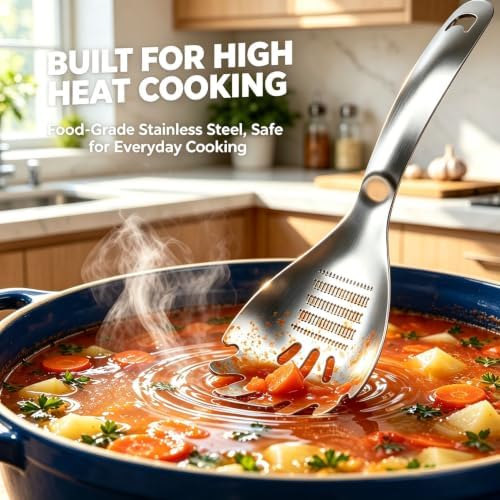 5-in-1 Stainless Steel Cooking Spoon Set, Multifunction Cooking