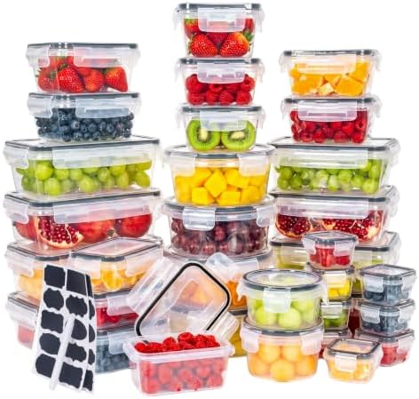 68 PCS Food Storage Containers with Lids, Meal Prep Containers