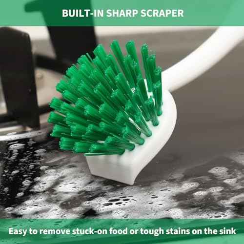 2 Pack Green Dish Brush with Handle