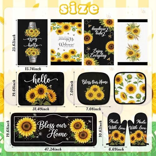 Tieshankao 10Pcs Sunflower Kitchen Decor Accessories Set
