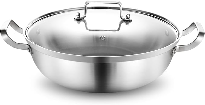 Delarlo Tri-Ply Stainless Steel Hot Pot 14 inch Everyday pan by DELARLOCOOKWARE