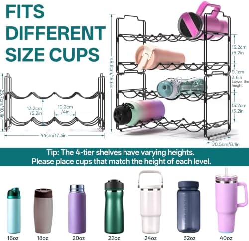 DTUQYX Stackable Water Bottle Organizer for Stanley, 4 Tier Metal