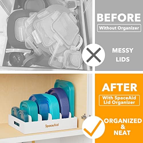 SpaceAid Bamboo Lid Organizer, Kitchen Pantry Lids Holder with 5