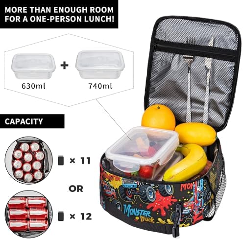 Monster Truck Insulated Lunch Bag for Women & Men