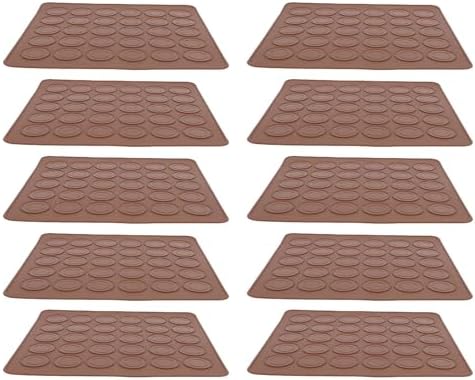 Brrnoo Silicone Macaron Mat Set 10 Sheets 30 Holes Non Stick Reusable