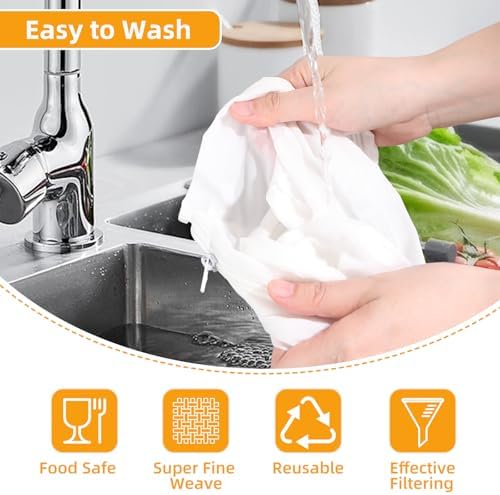 5 Pcs Premium Ultra Fine Mesh Strainer Bags with Stainless Steel