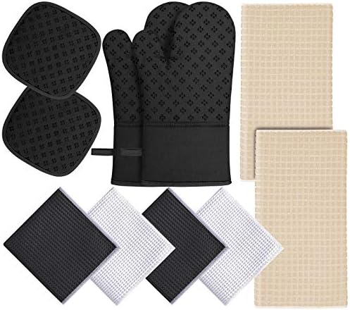Oven Mitts and Pot Holders Set 10 Pcs,with Kitchen Towels Dishcloths
