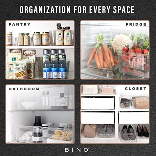 BINO | Plastic Storage Bins, Large - 2 Pack, Clear | THE SOHO COLLECTION | Pantry Organizers and Storage Containers | Fridge Organizer Bins | Kitchen Cabinet Organizer | Medicine Cabinet Bin