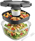 Canfanni Glass Salad Container, 56oz Bowl with Airtight Lids, Bento