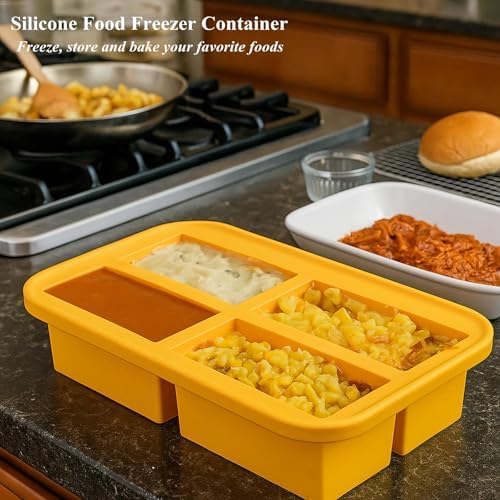 Bangp Silicone Freezer Trays with Lid,1 Cup Soup Freezer Molds,2 Pack