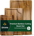 3 Pack Bamboo Cutting Boards Set for Kitchen