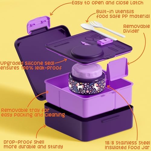 Fimibuke Kids Bento Lunch Box with Thermo