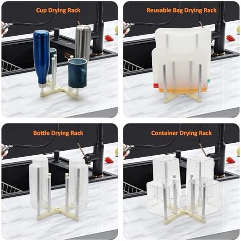 KORRTFID Reusable Storage Bag Drying Rack, Retractable Metal Bottle