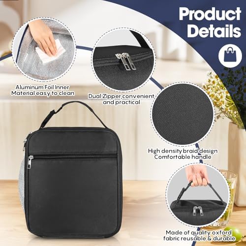 12 Pack Insulated Lunch Bags, Black