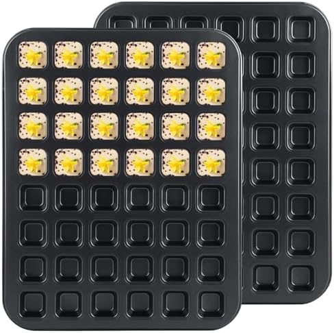 2 Pack Mini Brownie Bites Pan with Dividers, Small Square Muffin Pans