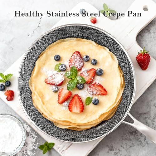 10-Inch Stainless Steel Round Griddle Pan, Nonstick Crepe Pan with