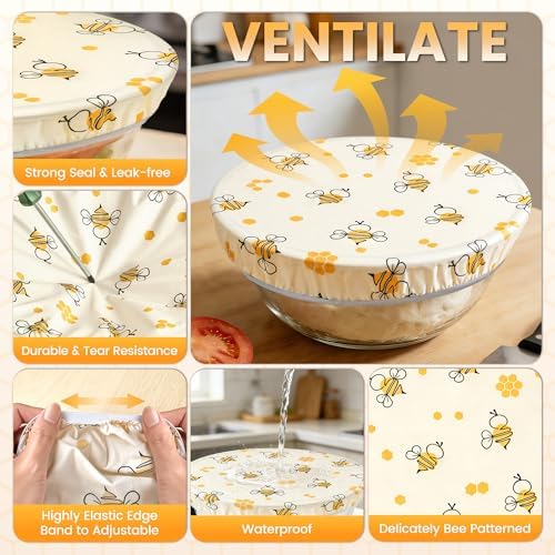 12 inch Reusable Beeswax Elastic Bowl Covers, 2 Large